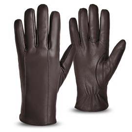 Mens Leather Gloves Cold Weather Warm Gloves with Cashmere Lined,Brown,XXL