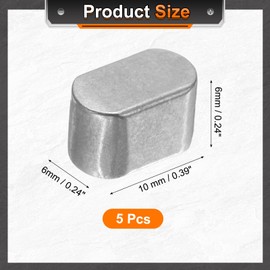 sourcing map 5Pcs Round Ended Feather Key, 6 x 6 x 10mm Carbon Steel Parallel Drive Shaft Key Stock, Machine Keyway for Shaft Type Fastening Connection