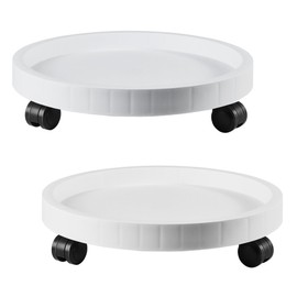 2 Pack of 11 Inch Planter Caddies Rolling Saucer Caddy with Wheels, Heavy Duty Wheeled Stand for Potted Plant, Round Coaster Roller Base Tray with Casters, Flower Pot Dolly Holder for Indoor Outdoor