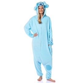 Nickelodeon Mens' Blue's Clues Character Hooded Union Suit Costume Sleep Pajama For Adults (Large/X-Large)