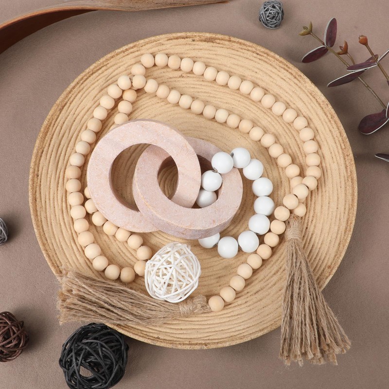2 Pieces Decorative Wood Knot Link Chain Decor and Bead