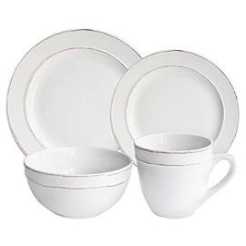 American Atelier Olivia Round 16 Piece Dinnerware Set, White, 10.4x10.4"