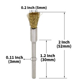 60-Piece Brass Wire Brush Set - Metal Rust Removal, Polishing, Cleaning - 1/8″ (3mm) Shaft - Removes Burrs, Dust, and Oxide Layer - Handles Rough Surfaces - Rotary Tool Accessories