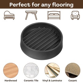 simarro Rubber Furniture Pads Non-Slip, 4 Pack 2" Black Round Furniture Caster Cups Furniture Leg Protectors Anti-Slip Gripper Bed Stopper Floor Protectors with Grip for Couch Chair Feet Bed Stoppers