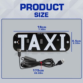 Juren 1pcs Taxi Sign Light USB On/Off Button, Bright Taxi LED Sign, Suction Cup Window Placement for Taxi Car (Yellow)