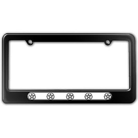 GRAPHICS & MORE Pentagram - Wicca Witch License Plate Tag Frame - Color Gloss Black