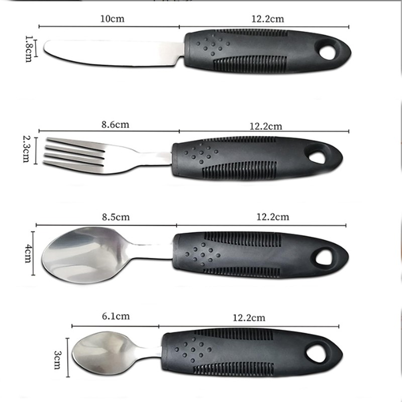 HAPPOW 4Pcs Wide Handled Easy Grip Cutlery Set,Easy Grip Cutlery