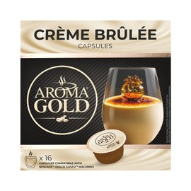 AROMA GOLD Creme Brule Flavour Coffee Pods 256g (48 Capsules) – Coffee Capsules Dolce Gusto Compatible Flavoured Coffee Pods for Nespresso Machines Barista-Approved, Mild & Harmonious Taste Perfect