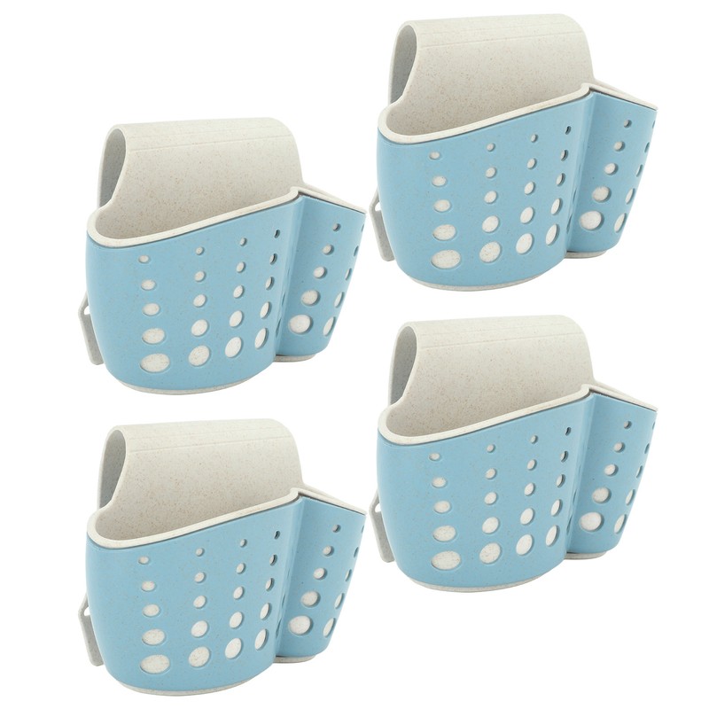 4Pcs Sink Sponge Holder PP 2 Layer Adjustable Strap Soap