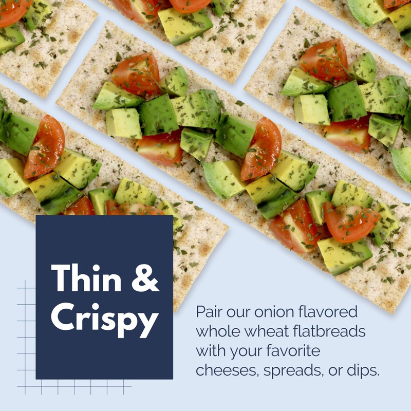 Snacktery Whole Wheat Flatbread Crackers - All Natural Onion Crackers