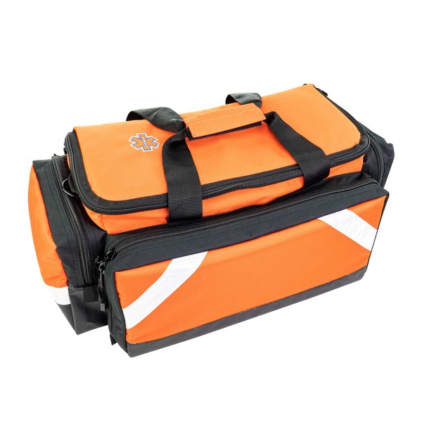 LINE2design Empty Medical Elite Trauma Bag - First Responder Carrier Bag for EMT, Paramedic, Emergency and Medical Supplies Kit - Heavy-Duty Zippered Pockets Portable EMS Home Health Aides - Orange
