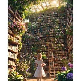 Book Paint by Numbers Kit for Adults Beginner Flowers Oil Painting Kit Adult Paint by Number Kits on Canvas DIY Painting by Numbers for Beginners Book Lover Gifts Home Wall Decor 16x20 Inch