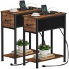 Vagusicc End Table Set of 2 with Charging Station, Narrow