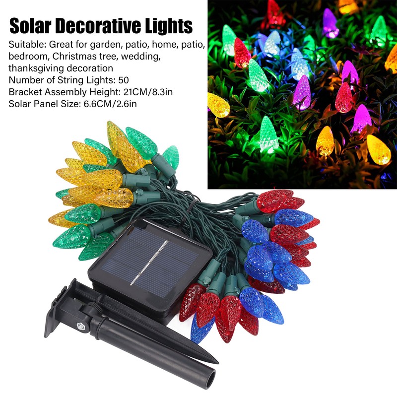 Solar Decorative Lights Strawberry Shape Waterproof Plastic Battery Box Powered