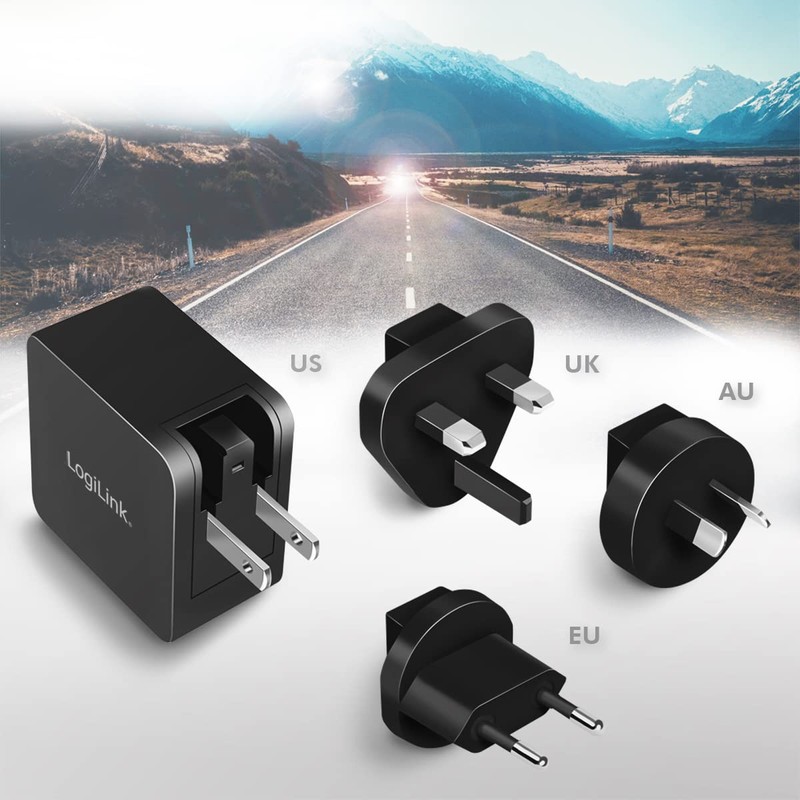 LogiLink GaN (Gallium Nitride) USB Fast Charge Travel Adapter 65W