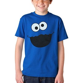 Animation Shops Cookie Monster Face Youth Kids T-Shirt (Youth X-Large[18/20]) Blue