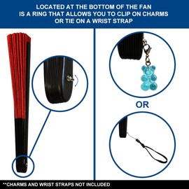 THE FLAG JOINT Glitter Red X-Large Hand Fan For Outdoor/Indoor Use - Rave Fan, Parties, Events - Large Clacking Hand Fan