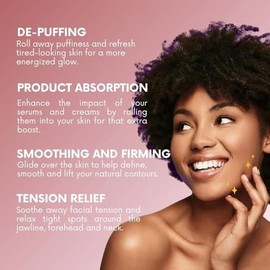 COCOBEAUTY Rodillo facial de turmalina - Herramienta de rodillo de masaje facial para drenaje linfático - Rodillo de belleza para cara - Rodillo facia