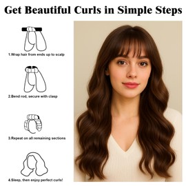 Heatless Hair Curler Set – 4PCS Velvet Overnight Blowout Rods for Heatless Curls, Jumbo Flexible Curling Rods to Sleep In, No Heat Curling Tools for Natural Waves and Curls