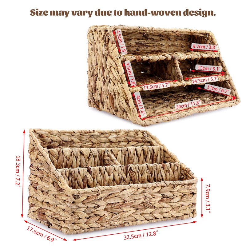 BSTKEY Water Hyacinth Desk Organizer, Hand Woven Magazine Mail Sorter