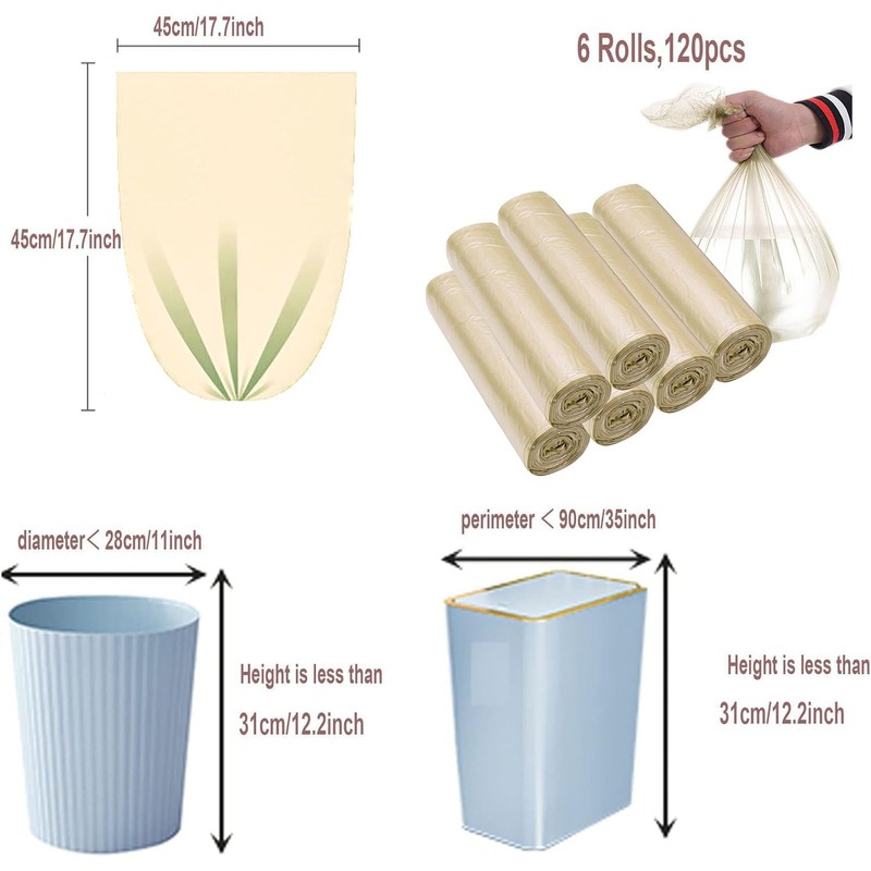 4 Gallon Bathroom Trash Bags,120 Count 6 Rolls Small Trash