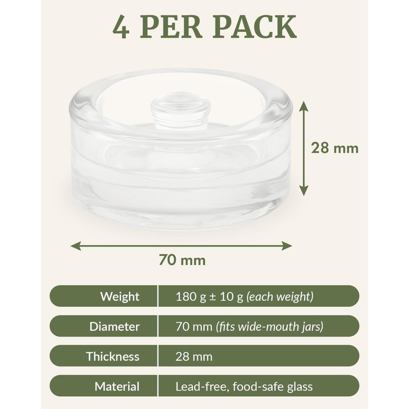 Elementi Glass Fermentation Weight Set of 4 - Easy Grip