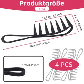 4 pieces wide tooth comb for curls, large curl comb for knotted, wavy, thick, thin hair, large tooth comb for women and men, extra wide curl comb for brushing curls, black