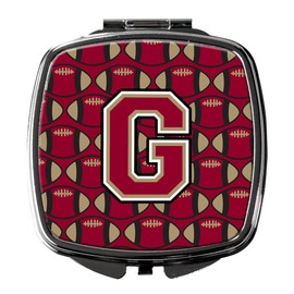 Caroline's Treasures Letter G Football Garnet and Gold Compact Travel Mirrors, Multicolor