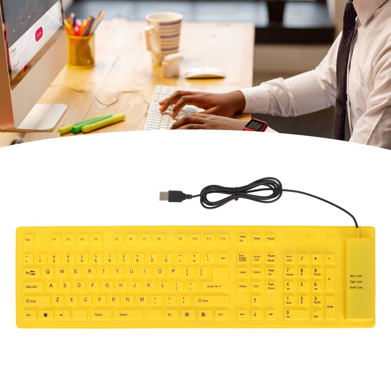 Foldable Silicone Keyboard 108 Keys Silicone Foldable USB Wired Waterproof