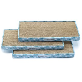 Vivaglory Reversible Cat Scratcher Cardboard with Box, Cat Scratching Pad Kitty Corrugated Sofa Lounge, Catnip Included, 3 Pack, Regular