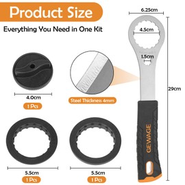 TayBong Bottom Bracket Tool with Adapters for Shimano Hollowtech II/BB9000/BBR60, 4 mm Steel Durable Bicycle Bottom Bracket Key, Practical Bottom Bracket Tool, Crank Cap Tool