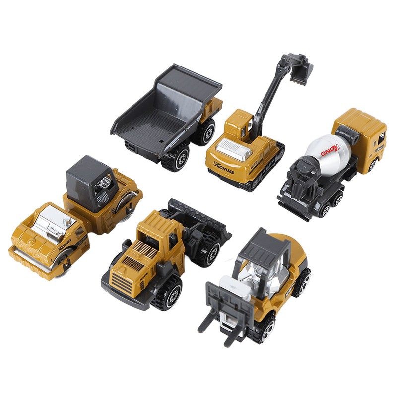 6pcs 1:64 Construction Vehicle Toy Mini Decoration Alloy Construction Vehicle