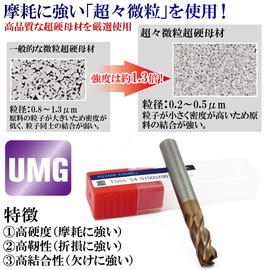 Tommy Global TG1713 Carbide Square End Mill, Blade Diameter 0.2 inches (6 mm), Total Length: 2.6 gal (75 L), 4 Blades, AlTiN Coat