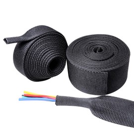 2-5/8'' Flat Heat Shrink Hose Sleeve Protector, Abrasion Resistant Protective Hose Sleeve Sheath Cable Cover for Welding Torch Hydraulic Hose (30Feet(360Inch))