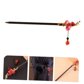 Mikinona Elegant Hair Bun Pin Chinese Wooden Hairpin Dangle Flower Hair Stick Styling Tool Suitable for Wedding Party Night Out