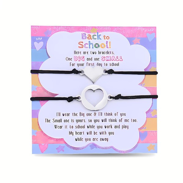 Back to School Gift Mommy and Me Matching Heart Bracelets