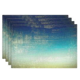 Emvency Farmhouse Placemats Set of 4, Abstract Blue and Green Vintage Art Painting 12x18 Inch Table Mats for Outdoor Home Party Kitchen Dining Decoration