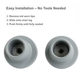 Shower Chair Tips Replacement Heavy Duty 4 Pack, Gray, 1 1/8’’ Rubber Tips for Bath Chair, Shower Stool and Tub Transfer Bench, Non Slip Leg Tips Rubber Feet