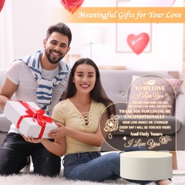 QYMCAT Gifts for Women Wife, Gifts for Her, Night Light for Wife Birthday Anniversary Valentines Day Gifts, Warm White LED Bedside Lamp