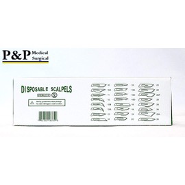 Disposable Scalpels Sterile Surgical Blade Size 36 Stainless Steel with Plastic Handle & Metric Line Individually Foil Wrapped Box of 250