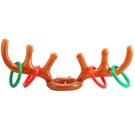 Inflatable Antler Ring Toss Game Set Christmas Reindeer Ring Toss Game Party Supplies Christmas Party Favors Antler Reindeer Hat Ring Toss Game for Indoor Outdoor Game