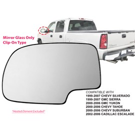 APA Replacement Mirror Glass Non-Heated with Base for 2000-2006 TAHOE YUKON SUBURBAN ESCALADE AVALANCHE Driver Left Side 12477843 GM1324105