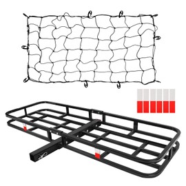 FORWODE 53 x19 Hitch Cargo Carrier, 500 lbs Load Trailer Hitch Basket, Steel Heavy Duty Luggage Basket with Cargo Net for Trucks, SUVs, Vans Travel Camping with 2" Receiver