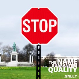 ANLEY Stop Sign 12 x 12 Inch - Diamond Quality Reflective Night Sign - 40 Mil Thick Rustproof Aluminium - Easy Assembly - Road Road Slow Warning Signs