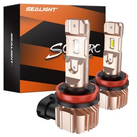 SEALIGHT H11 LED Fog Light Bulbs, 600% Brightness 50000 Hours Lifespan H11 H16 H8 LED Bulb, 10000LM 6500K Cool White Strong Penetration, Play and Plug, Pack of 2