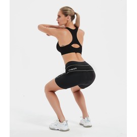 INBIKE SW001 Women's Cycling Shorts with Soft Seat Padding High Waist Waistband Shows a Better Figure Made of Breathable and Stretchy Material, grey and black