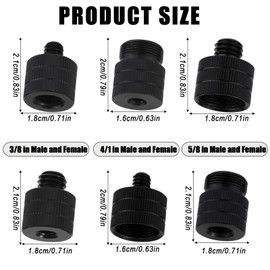 Pack of 6 Microphone Screw Adapters, Camera Stand Adapter Made of Aluminium Alloy Microphone Screw Adapter for All Types of Tripods, Microphones, Camera Stands