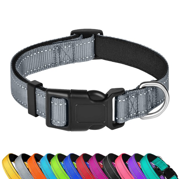 PWOD Reflective Dog Collar, Adjustable Soft Neoprene Padded Nylon Pet