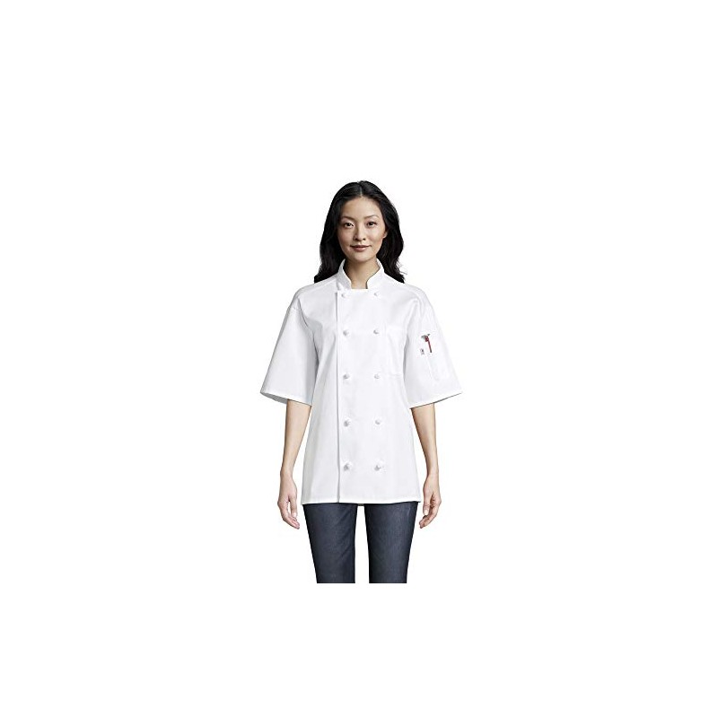 Uncommon Threads unisex adult Antigua Chef Coat W/Mesh Shirt, White,