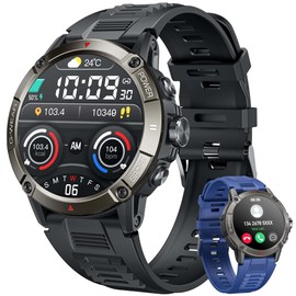 Smartwatch Armbanduhr Fitnessuhr Wasserdicht Sportuhren: 1,54" Rund Herren Uhr mit Blutdruck Schrittzähler Telefonfunktion Kompass Herrenuhr Sport Fitness Watch Tracker digital Kompatibel Android iOS